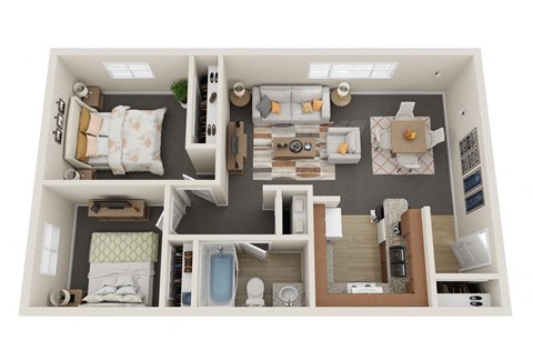 2 Bed 1 Bath Floor Plan  at Rock Creek, Billings